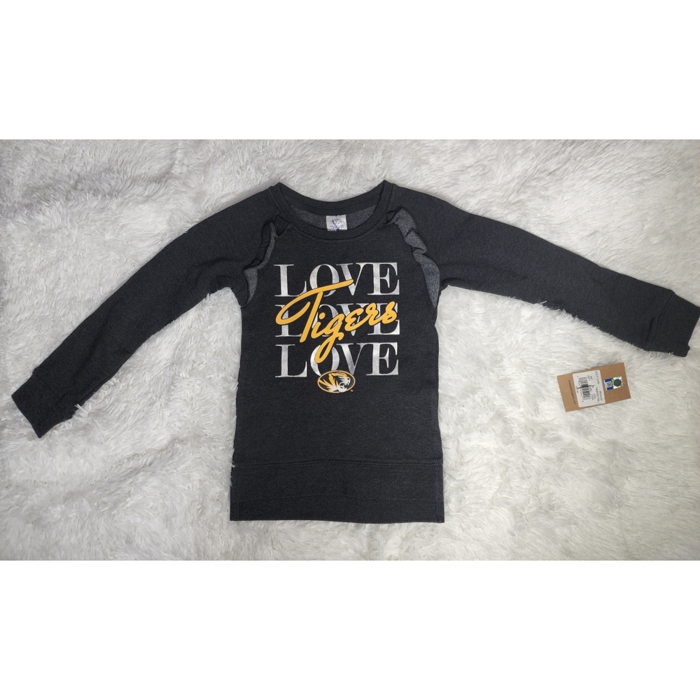 Missouri Tigers Sweatshirt, Size 6-6X, Girls, Ruffle Sweatshirt, Tigers, Mizzou